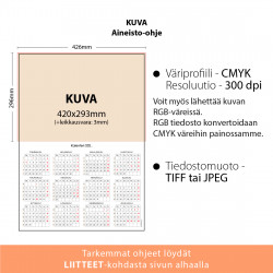 Julistekalenteri Omalla kuvalla A2