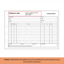 Lähetysluettelo A5L - malli 1 / 100kpl