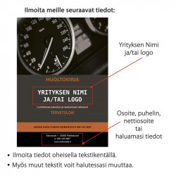 Ajoneuvon huoltokirja omilla tiedoilla 50kpl Niklas