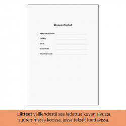 Työkoneiden huoltopäiväkirja omilla tiedoilla 50kpl