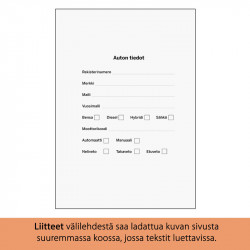 Ajoneuvon huoltokirja omilla tiedoilla 50kpl Niklas