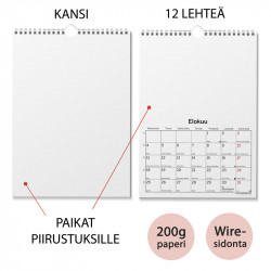 Seinäkalenteri 2026 piirroksille A4
