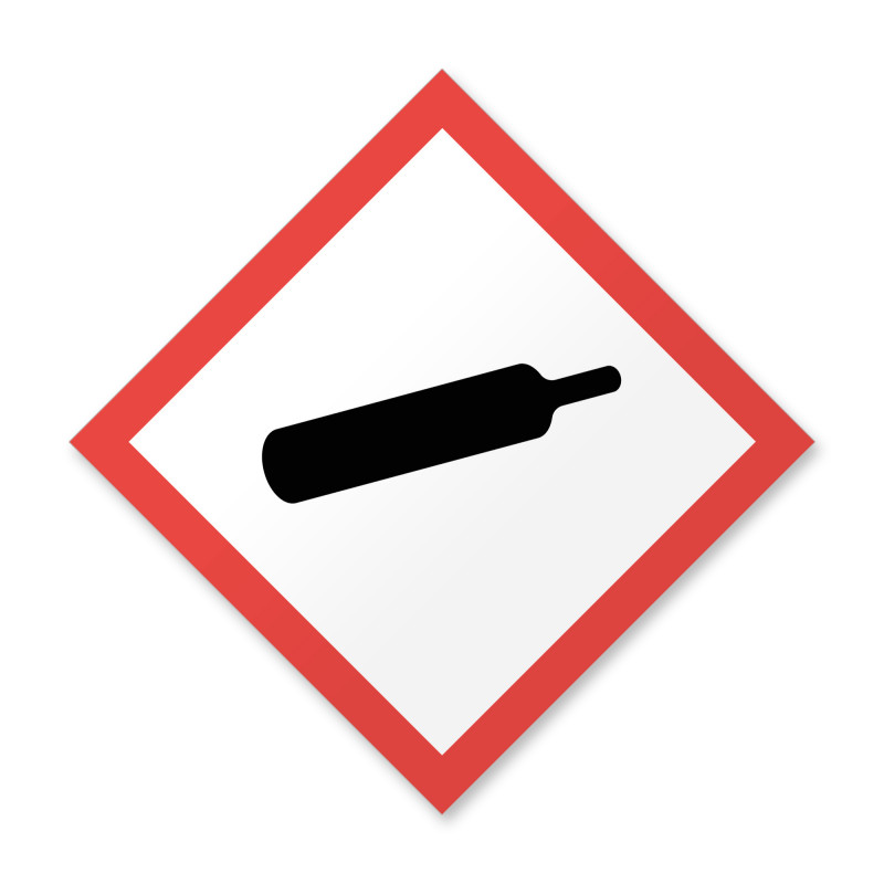 Paineen alainen kaasu kemikaalimerkki kylttinä tai tarrana