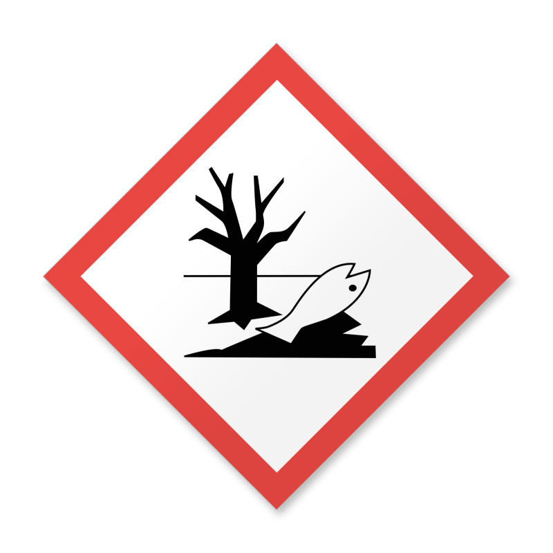 Vaarallinen ympäristölle kemikaalimerkki kylttinä tai tarrana