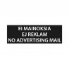 Ei mainoksia -tarra (FIN-SWE-ENG)