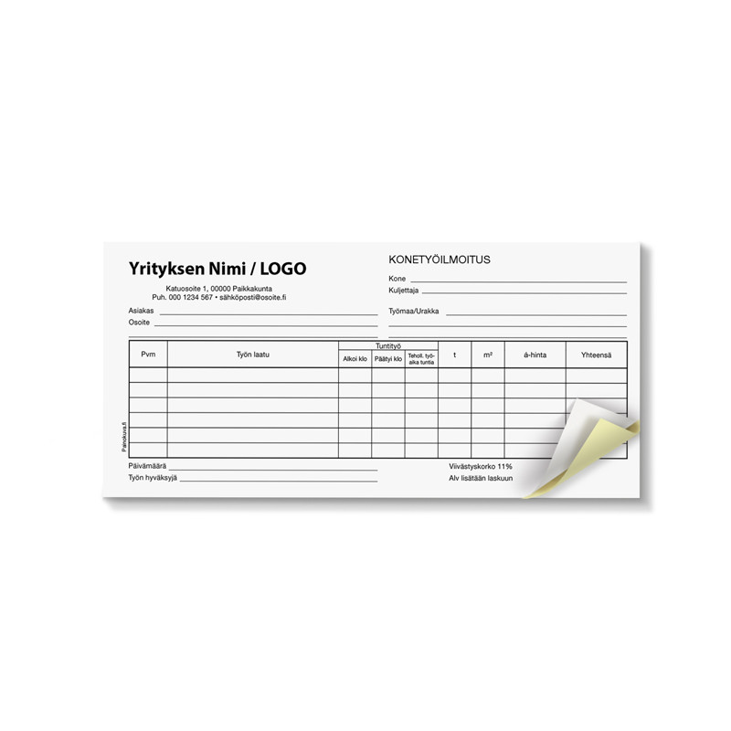 Konetyöilmoitus 210x100mm 100 kpl