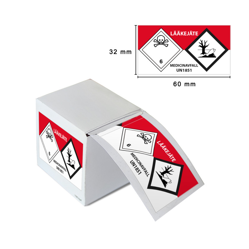 Lääkejätetarra UN1851 100 kpl/rulla