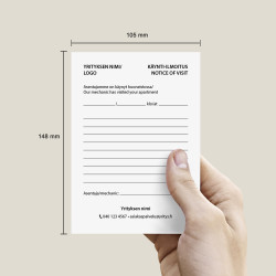 Käynti-ilmoituslehtiö A6 - Malli 1, 10kpl
