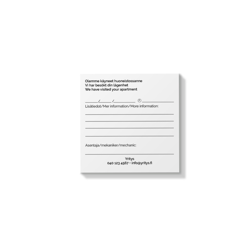 Käynti-ilmoituslehtiö 100x100mm, 10kpl