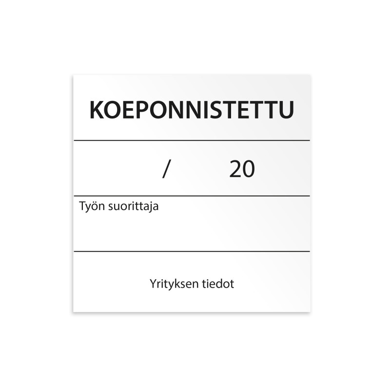 Koeponnistettu-tarra 45x45 mm