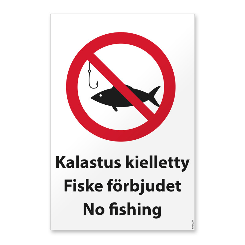 Kalastus kielletty (eri kielillä)