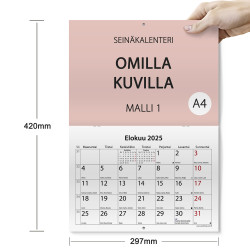 Seinäkalenteri A4 Omilla kuvilla - Malli 1