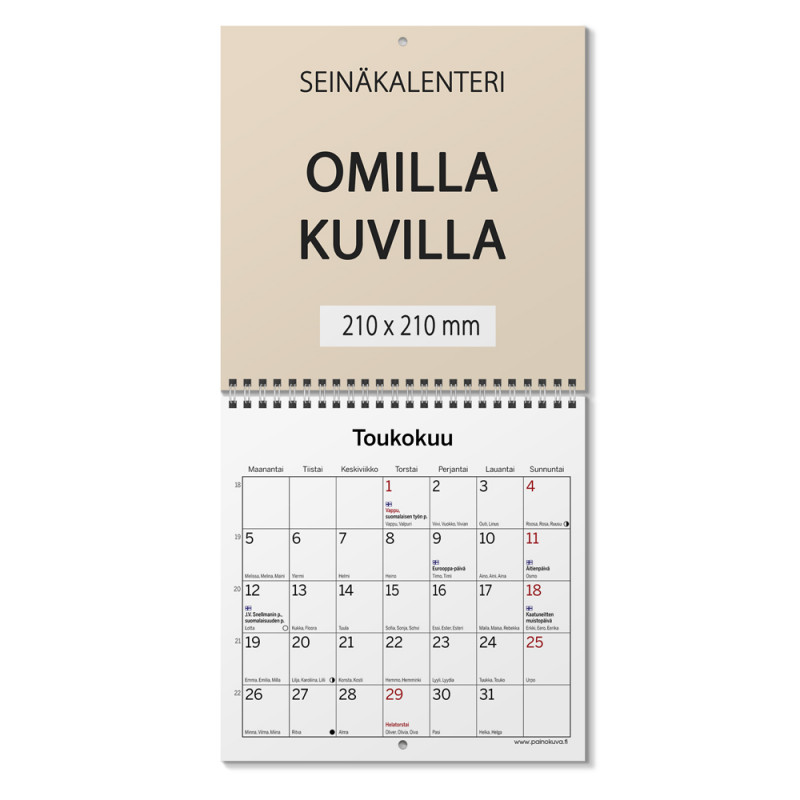 Kalenteri Omilla kuvilla 210x210mm