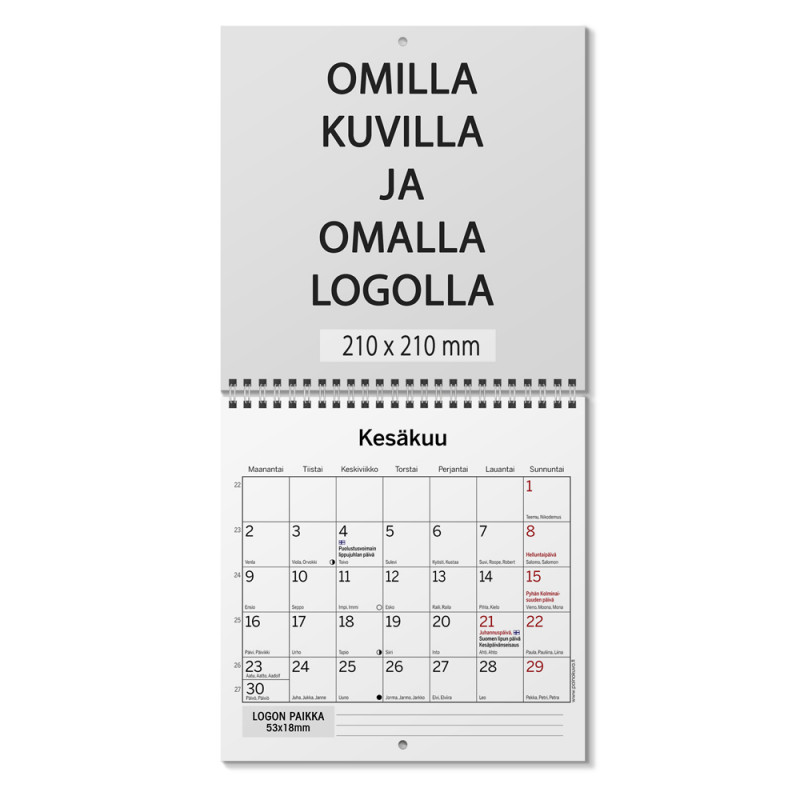 Kalenteri Omalla logolla 210x210mm