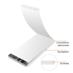 Muistilehtiö 70x145mm omalla painatuksella 10kpl