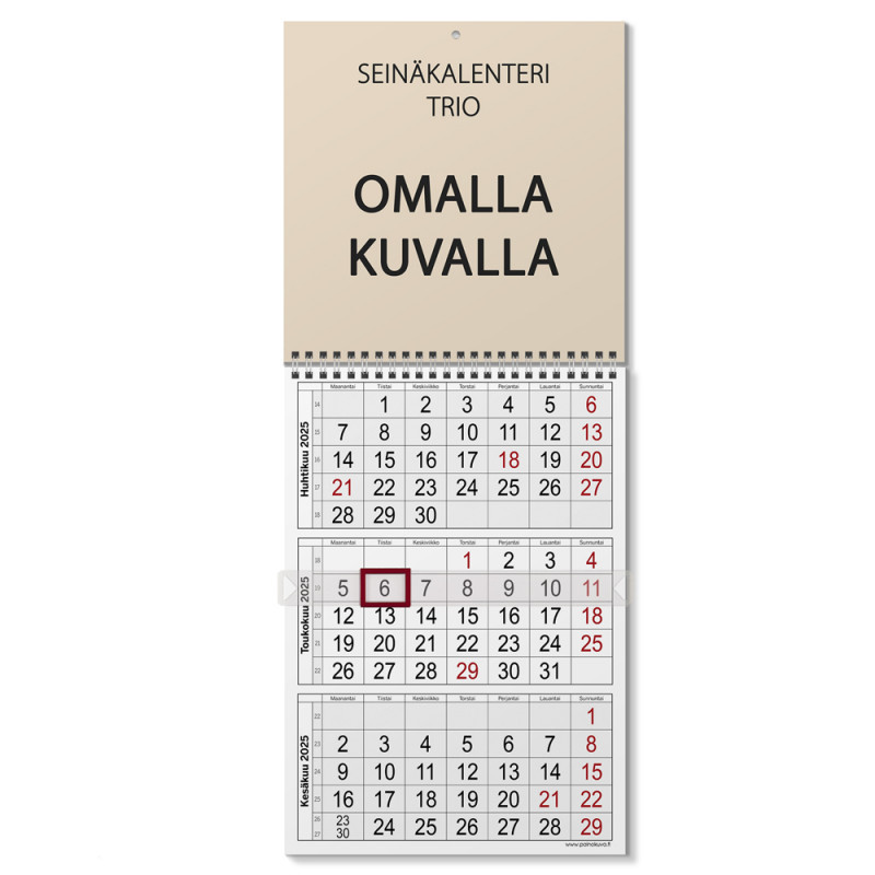 Seinäkalenteri Trio Omalla kuvalla