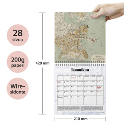Seinäkalenteri Kaupunkikartat 210x210mm
