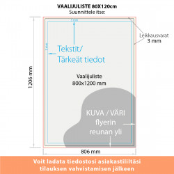 Vaalijuliste 80x120cm omalla painatuksella