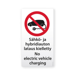 Sähköauton lataus kielletty tarra-arkki