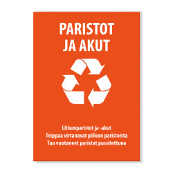 Paristot ja akut -tarra...