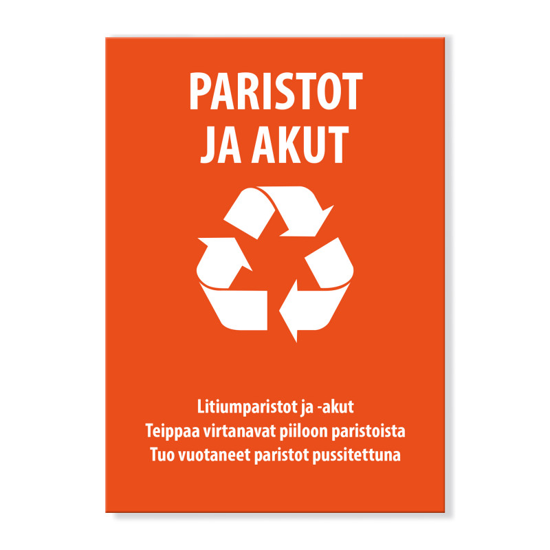 Paristot ja akut -tarra 150x210mm