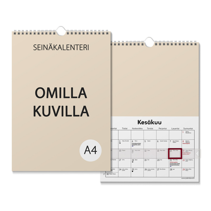 Kalenteri A4 Omilla kuvilla