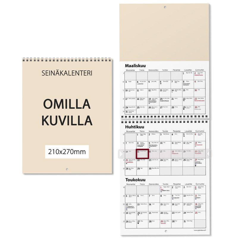 Seinäkalenteri Trio Omilla kuvilla