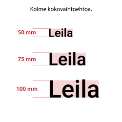Oma tekstitarra 1-5 kirjainta - musta/valkoinen