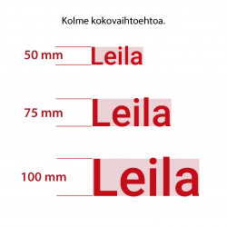 Oma tekstitarra 1-5 kirjainta - punainen
