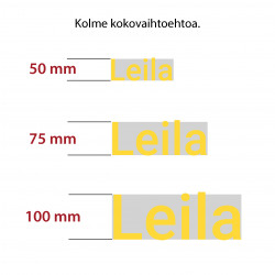 Oma tekstitarra 1-5 kirjainta - keltainen
