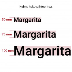Oma tekstitarra 6-10 kirjainta - musta/valkoinen