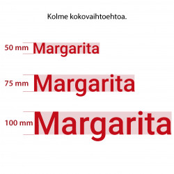 Oma tekstitarra 6-10 kirjainta - punainen