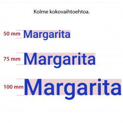 Oma tekstitarra 6-10 kirjainta - sininen