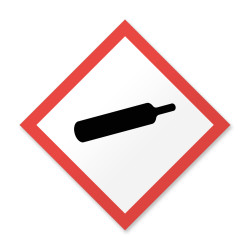 Paineen alainen kaasu kemikaalimerkki kylttinä tai tarrana