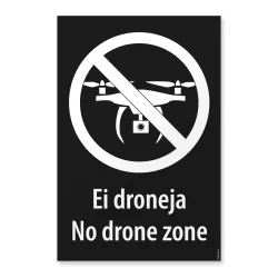 Ei droneja - No drone zone kieltomerkki mustavalkoinen