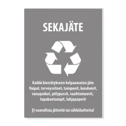 Sekajätteenkeräystarra 150x210 mm