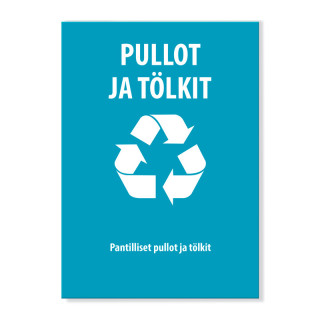 Pullot ja tölkit -tarra 150x210 mm
