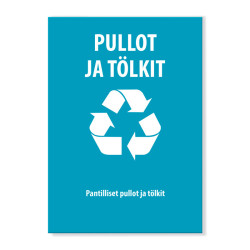 Pullot ja tölkit -tarra 150x210 mm