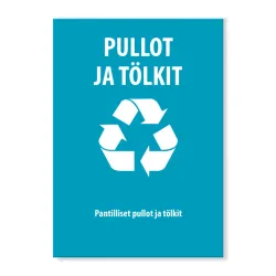 Pullot ja tölkit -tarra 150x210 mm