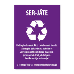 SER-jätteen keräys -tarra 150x210 mm
