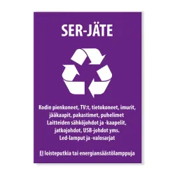 SER-jätteen keräys -tarra 150x210 mm