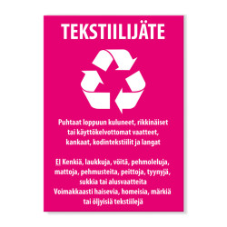 Tekstiilijätekeräystarra 150x210 mm
