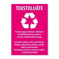 Tekstiilijätekeräystarra 150x210 mm