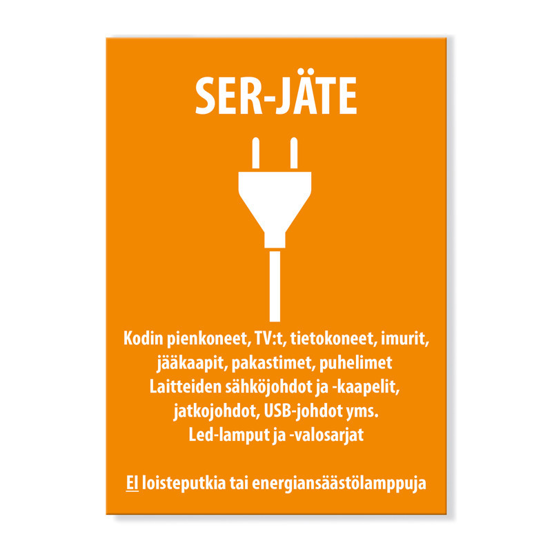 SER-jätteen keräystarra 150x210 mm
