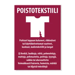 Poistotekstiilin keräystarra 150x210 mm