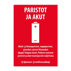 Paristot ja akut keräystarra 150x210 mm
