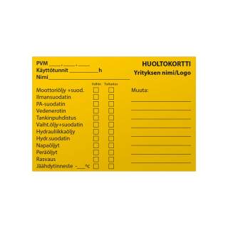 Huoltokortti 100x70 mm