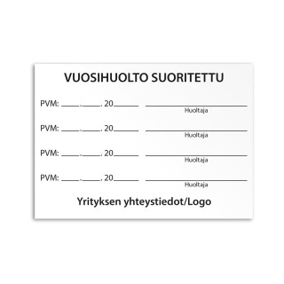 Vuosihuoltotarra 70x50 mm