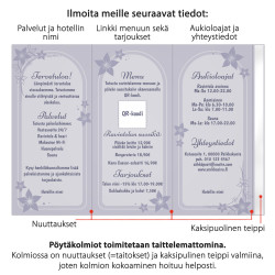 Pöytäkolmio hotelliin omilla tiedoilla nopeasti verkkokaupasta