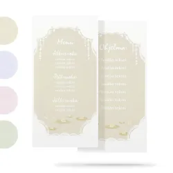 Menu-, ohjelmakortti häihin omilla tiedoilla